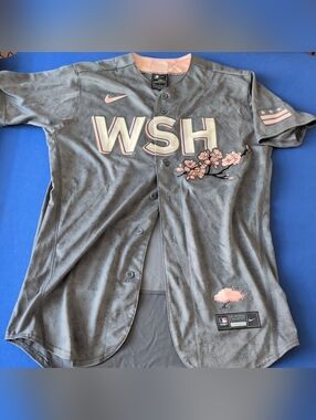 M L XL Nike Washington Nationals AUTHENTIC City Jersey Cherry Blossom
